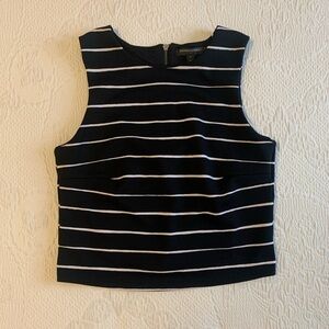 Banana Republic Black and White Striped Lined Sleeveless Blouse 00P Petite